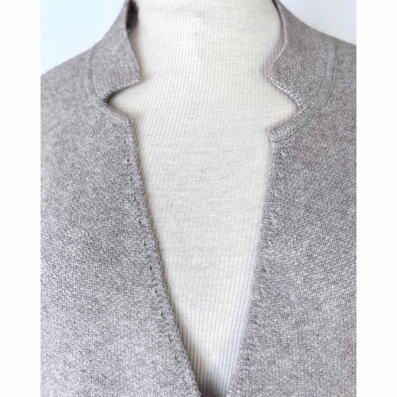 LOVE TOKEN Women Medium Light Gray Knit Faux Fur Trim GINNY Belted Cardigan EUC - Picture 5 of 9